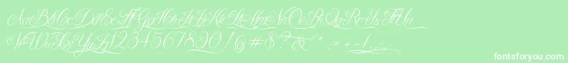 QueenOfTheMoon-Schriftart – Weiße Schriften auf grünem Hintergrund