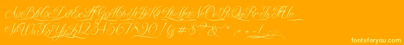 QueenOfTheMoon-Schriftart – Gelbe Schriften auf orangefarbenem Hintergrund