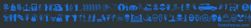 Thedeath Font – Blue Fonts on Black Background