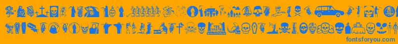 Thedeath Font – Blue Fonts on Orange Background