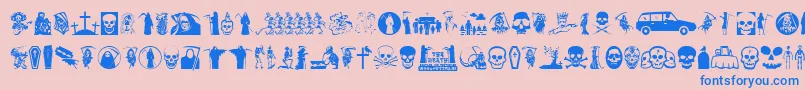 Thedeath Font – Blue Fonts on Pink Background