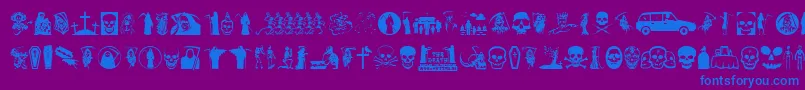 Thedeath-Schriftart – Blaue Schriften auf violettem Hintergrund