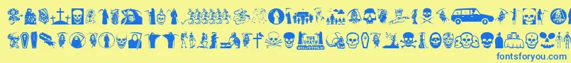Thedeath Font – Blue Fonts on Yellow Background