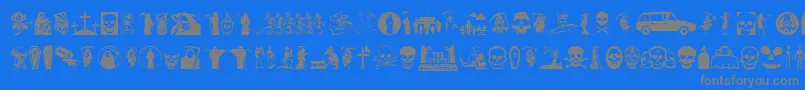 フォントThedeath – 青い背景に灰色の文字
