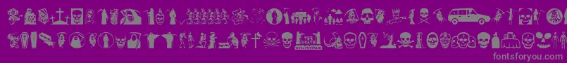 Thedeath-fontti – harmaat kirjasimet violetilla taustalla