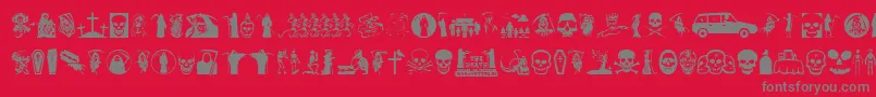 Thedeath-fontti – harmaat kirjasimet punaisella taustalla