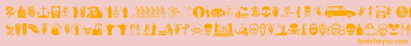 Thedeath-Schriftart – Orangefarbene Schriften auf rosa Hintergrund