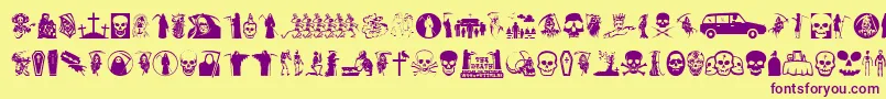 Thedeath-fontti – violetit fontit keltaisella taustalla