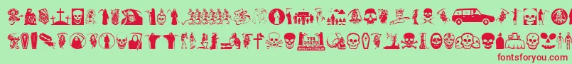 Thedeath-Schriftart – Rote Schriften auf grünem Hintergrund