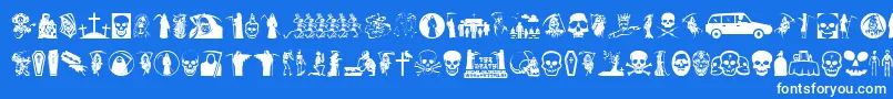 Thedeath Font – White Fonts on Blue Background