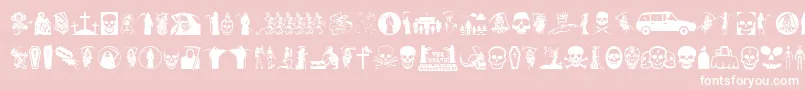 Thedeath-fontti – valkoiset fontit vaaleanpunaisella taustalla