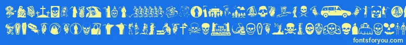 Thedeath Font – Yellow Fonts on Blue Background