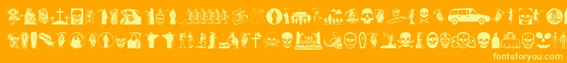Thedeath Font – Yellow Fonts on Orange Background