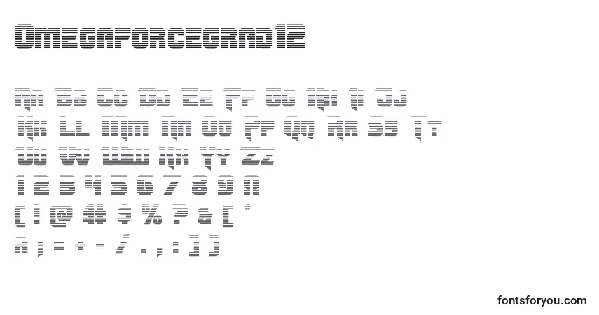 Omegaforcegrad12フォント–アルファベット、数字、特殊文字
