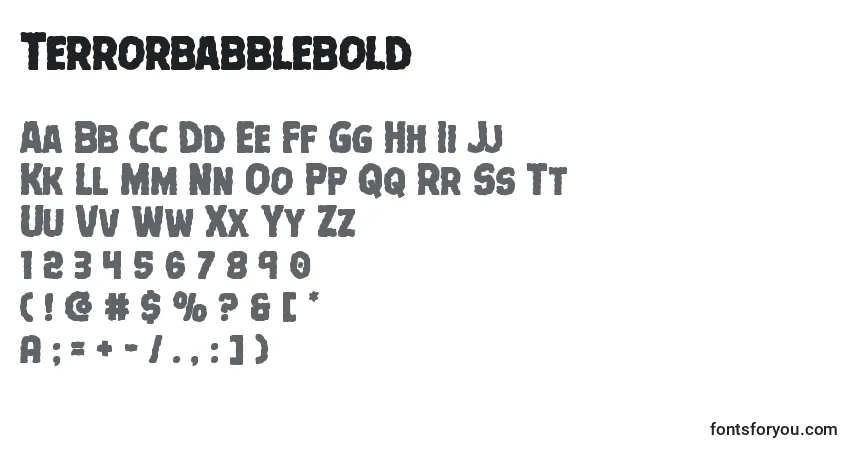Terrorbabblebold font – alphabet, numbers, special characters