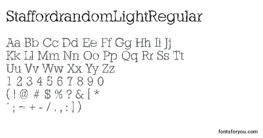 characters of staffordrandomlightregular font, letter of staffordrandomlightregular font, alphabet of  staffordrandomlightregular font