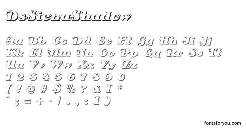 characters of dssienashadow font, letter of dssienashadow font, alphabet of  dssienashadow font