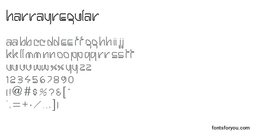 characters of harrayregular font, letter of harrayregular font, alphabet of  harrayregular font