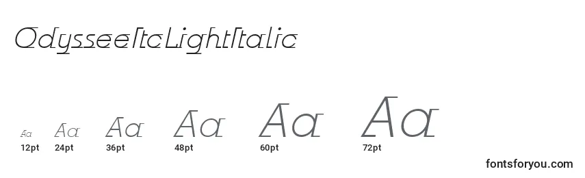 sizes of odysseeitclightitalic font, odysseeitclightitalic sizes