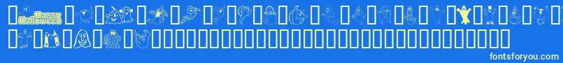 フォントSpooky – 黄色の文字、青い背景