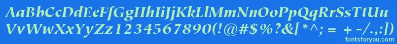 ItcTiepoloLtBlackItalic Font – Green Fonts on Blue Background