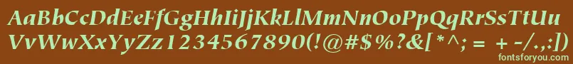 ItcTiepoloLtBlackItalic-Schriftart – Grüne Schriften auf braunem Hintergrund