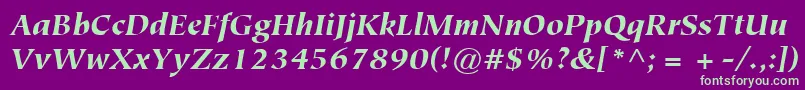 ItcTiepoloLtBlackItalic Font – Green Fonts on Purple Background