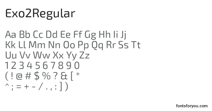 A fonte Exo2Regular – alfabeto, números, caracteres especiais