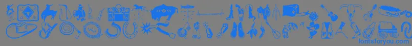 フォントDfWildWestttItc – 灰色の背景に青い文字