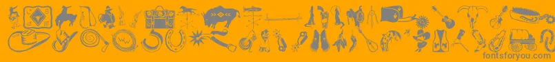 DfWildWestttItc-Schriftart – Graue Schriften auf orangefarbenem Hintergrund