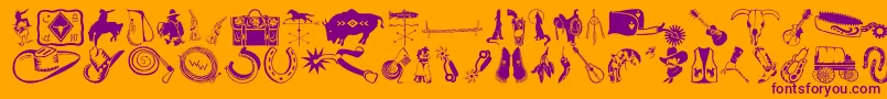 DfWildWestttItc Font – Purple Fonts on Orange Background