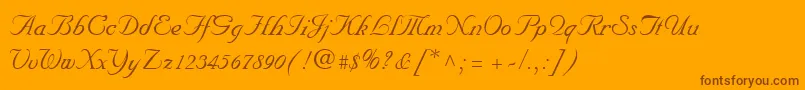 NuncioRegular-fontti – ruskeat fontit oranssilla taustalla
