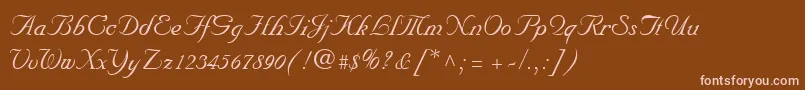 NuncioRegular-fontti – vaaleanpunaiset fontit ruskealla taustalla