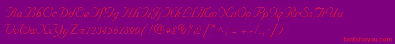 NuncioRegular-fontti – punaiset fontit violetilla taustalla
