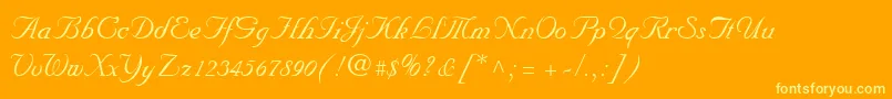 NuncioRegular-Schriftart – Gelbe Schriften auf orangefarbenem Hintergrund