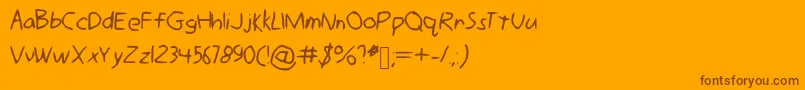 Czcionka GimpMousewriting – brązowe czcionki na pomarańczowym tle