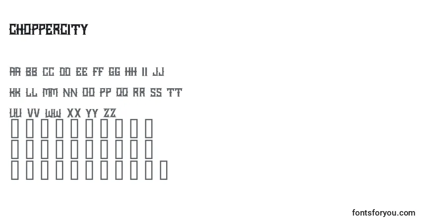 Fuente Choppercity - alfabeto, números, caracteres especiales