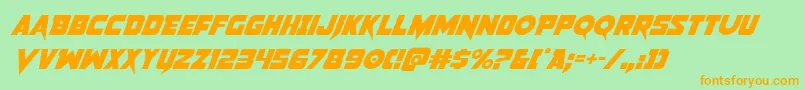Pistoleerital2-Schriftart – Orangefarbene Schriften auf grünem Hintergrund
