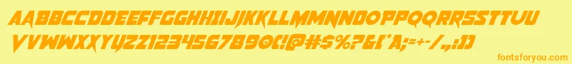 Weitere Informationen zur Pistoleerital2-Schriftart Pistoleerital2-Schriftart – Orangefarbene Schriften auf gelbem Hintergrund