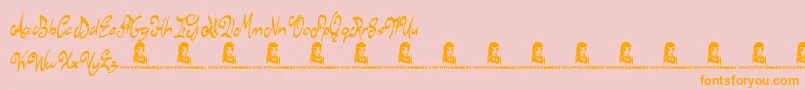 StewTuesdays-Schriftart – Orangefarbene Schriften auf rosa Hintergrund