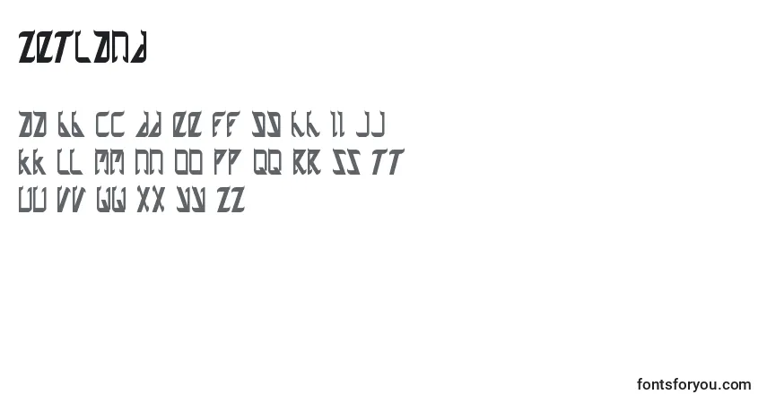 Czcionka Zetland – alfabet, cyfry, specjalne znaki