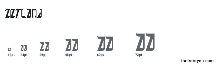 Größen der Schriftart Zetland