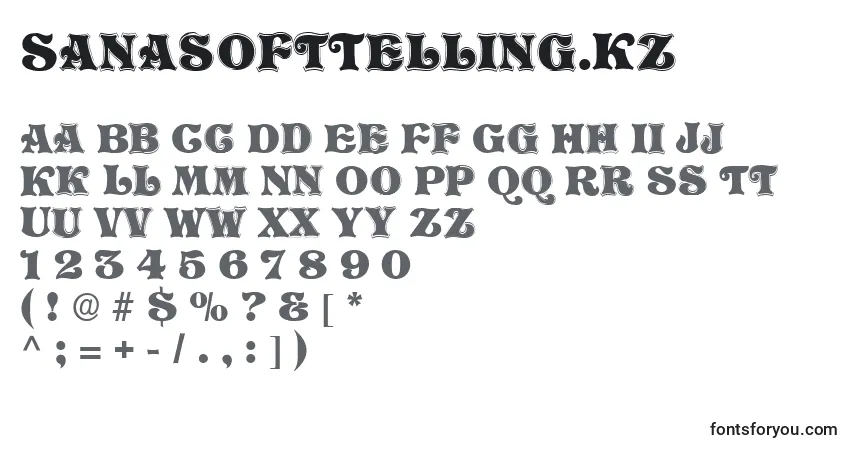 A fonte SanasoftTelling.Kz – alfabeto, números, caracteres especiais