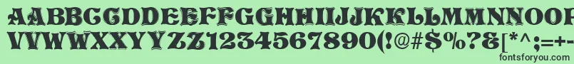 フォントSanasoftTelling.Kz – 緑の背景に黒い文字