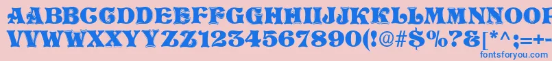 フォントSanasoftTelling.Kz – ピンクの背景に青い文字