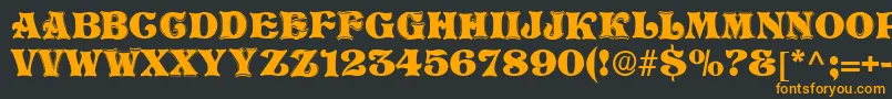 フォントSanasoftTelling.Kz – 黒い背景にオレンジの文字