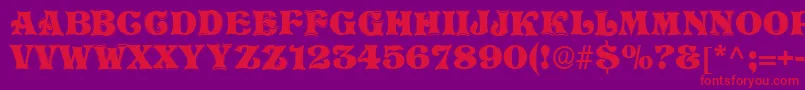 フォントSanasoftTelling.Kz – 紫の背景に赤い文字