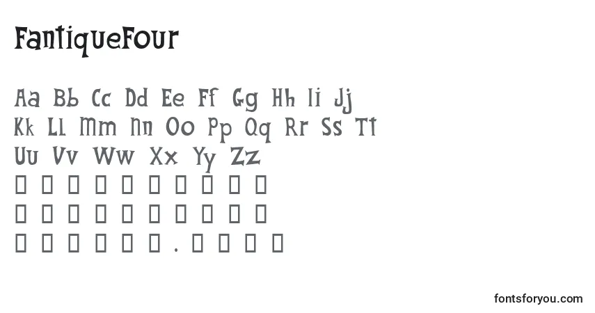 Czcionka FantiqueFour – alfabet, cyfry, specjalne znaki