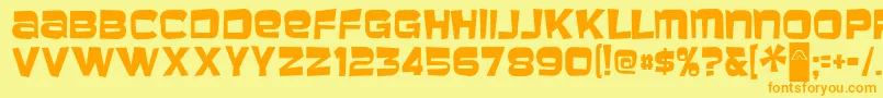 フォントMBaveuse – オレンジの文字が黄色の背景にあります。