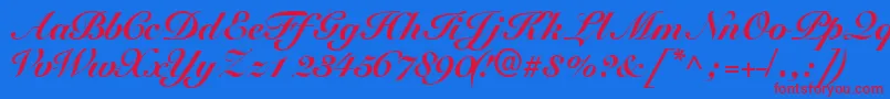 Tangoscriptblackssk-fontti – punaiset fontit sinisellä taustalla